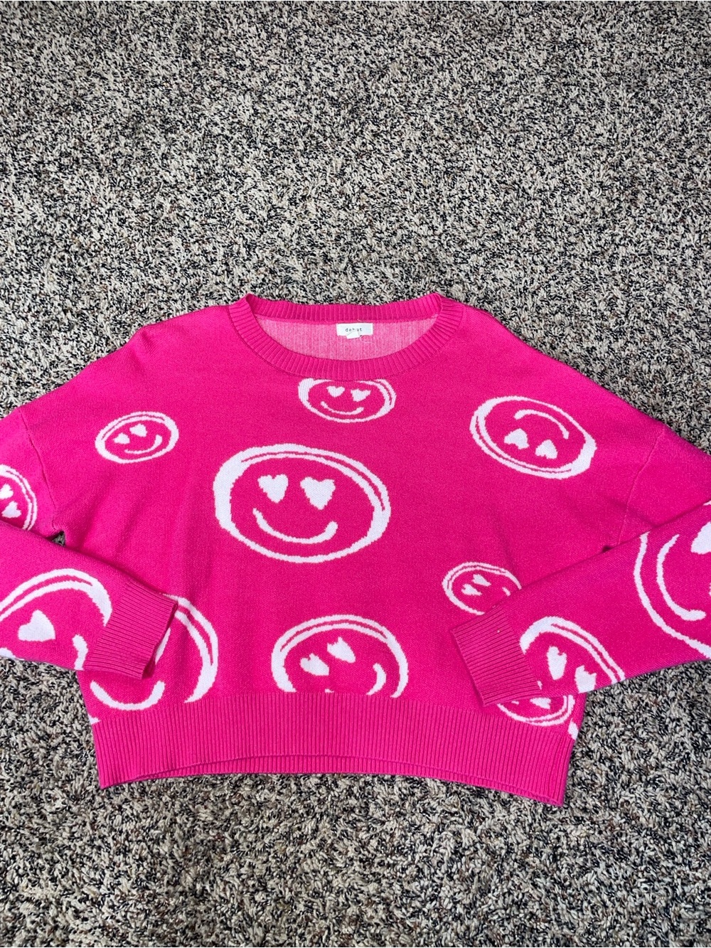 Debut Hot Pink Crewneck Knit Sweater Small EUC